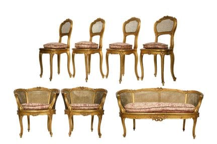 Louis XV-style living room set, 19th century. Craf