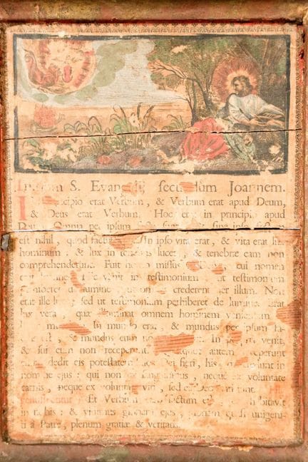Sacred panel, 19th century. Made of paper glued to