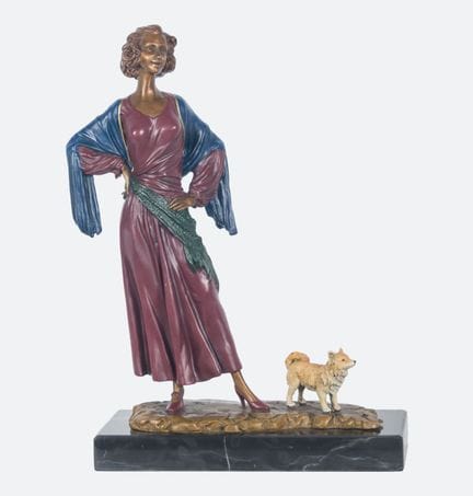 European School, S. XX. Lady with puppy. Made in p