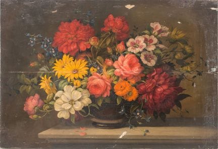 Spanish School, S. XX. Vase. Oil on board. Faults.