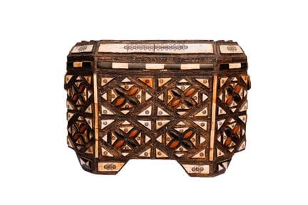 Chest, 20th century. Made with a wooden core cover