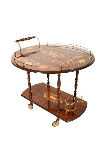 20th-century side table. Made of wood with marquet