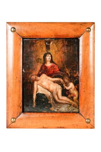 Spanish School, 18th century. Pietà. Oil on copper