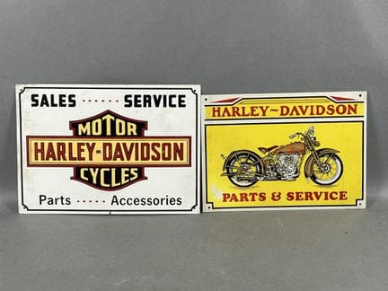 [HARLEY-DAVIDSON]. Deux plaques rectangulaires pub