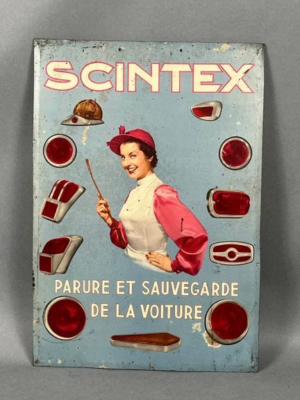 [AUTOMOBILIA]. Plaque publicitaire en tôle lithogr