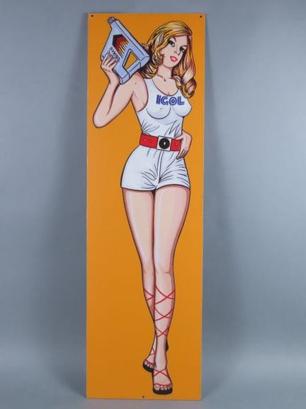 [AUTOMOBILIA]. Panneau rigide publicitaire Pin Up 