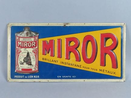 Plaque publicitaire en tôle lithographiée et parti