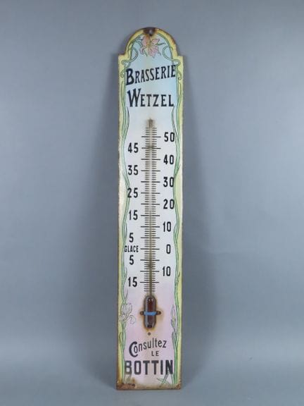Thermomètre publicitaire émaillé au nom de la bras