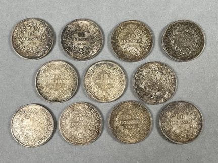 Réunion de 11 (onze) pièces de 10 francs Dupré/Her