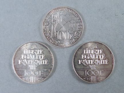 Réunion de 3 (trois) pièces de 100 francs Républiq