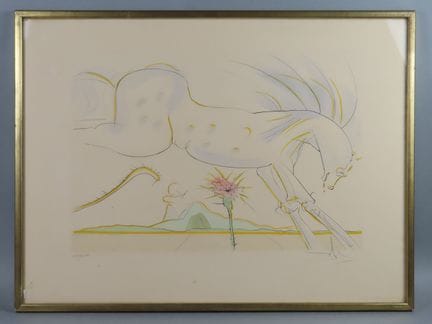 Salvador DALI (1904-1989). Le cheval et le loup. G