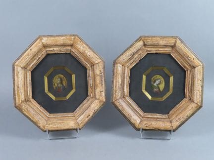Art sacré. Rare paire de peintures sur cuivre repr
