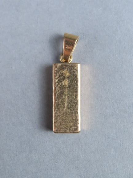 Pendentif "lingotin" en or jaune (750‰; poinçon "h