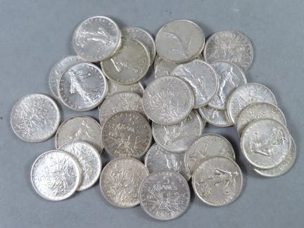 Réunion de 31 (trente-et-une) pièces de 5 francs S