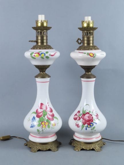 Imposante paire de lampes à pétrole, les fûts en f