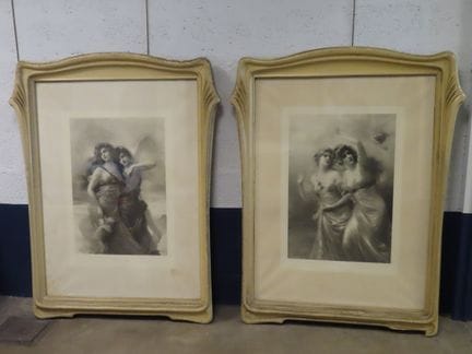 Paire de grands cadres Art Nouveau en bois laqué i