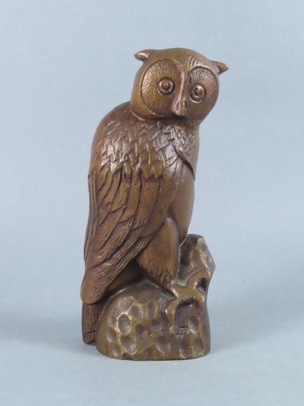 Chouette hibou en bronze à patine florentine. Seco