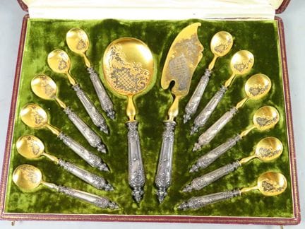 Superbe service à glace 1900 dans son écrin d'orig