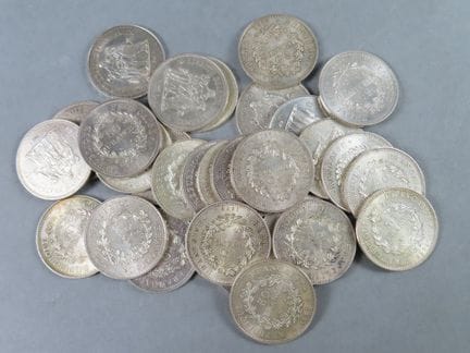 Réunion de 29 (vingt-neuf) pièces de 50 francs Dup