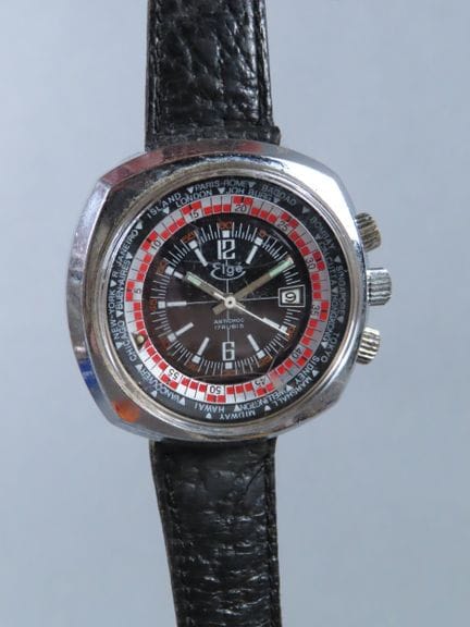 ELGE, France. Rare Worldtime (or Heure du Monde) c