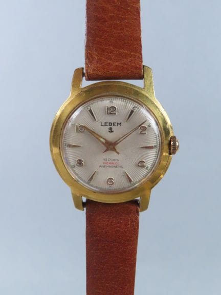 LEBEM, France. Wristwatch with a circular gold-pla