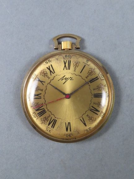 LUCH, Belarus. Pocket watch with a circular gold-p