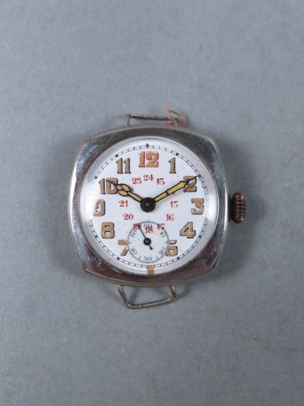 World War I soldier’s watch, with a nickel-plated 
