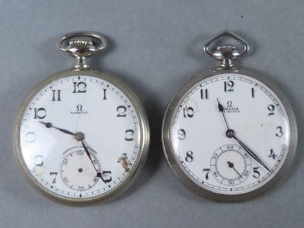 OMEGA, Switzerland. A pair of pocket watches with 
