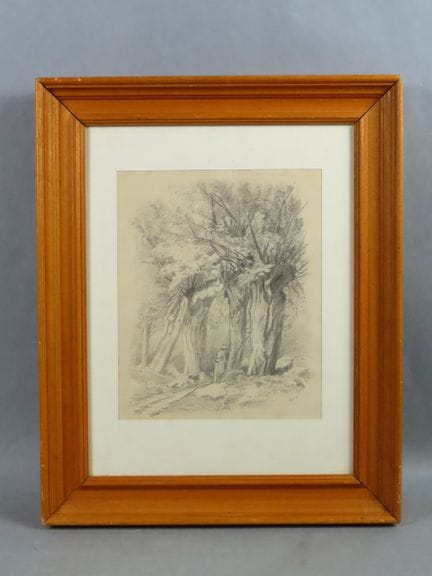 Albert GOS (1852–1942). Waldrand. Bleistiftzeichnu