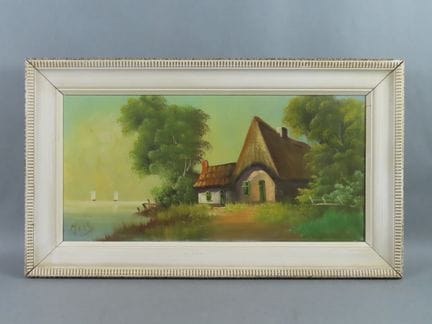 MEES (20th century). Landscape with a Thatched Cot