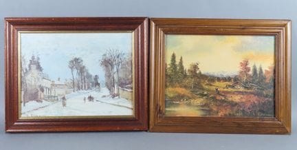 Set of two framed reproductions, based on works by