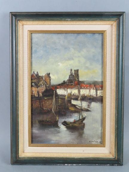 Marcel BUISSON (XXe siècle). Port de Dieppe. Huile