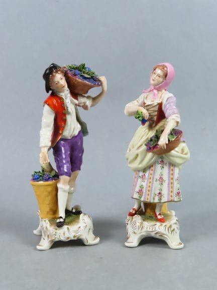 SAXE (Allemagne). Les Vendanges. Paire de sujets e