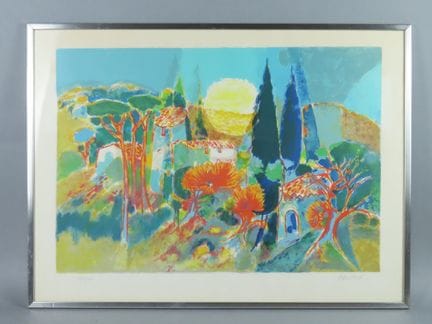 René MARGOTTON (1915-2009). Paysage du sud. Lithog