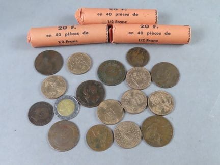Lote de monedas compuesto por tres rollos de moned