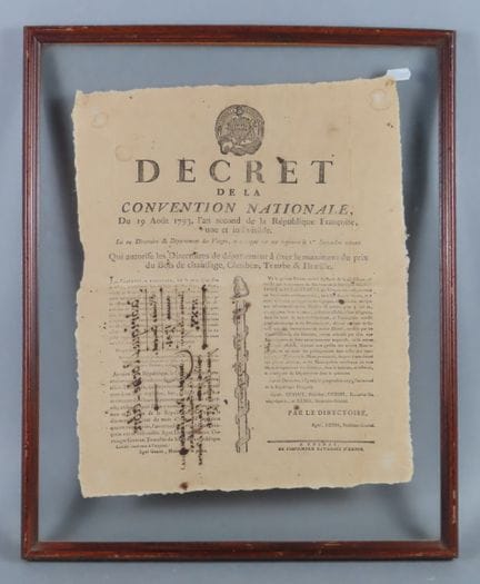 VOSGES, Lorena. Raro cartel impreso del «decreto d