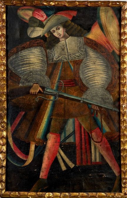 Ecole de Cuzco, XVIIIe siècle. L'Archange arquebus
