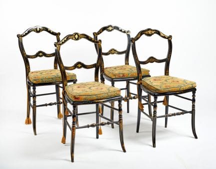 Set of 4 Jappaned Chairs    Each 85 cm high
Set co