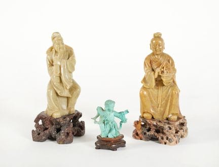 Stone figurines    H 16.5, 15.5, and 7 cm
Set of 3