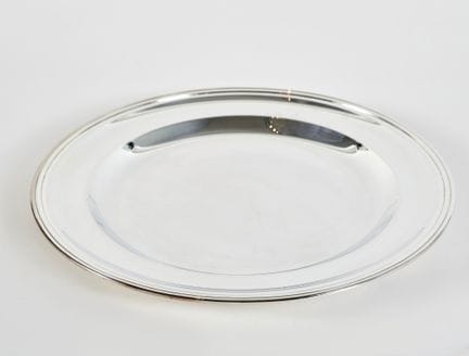 Silver tray    3 x 40 cm (diameter)
Round tray mad