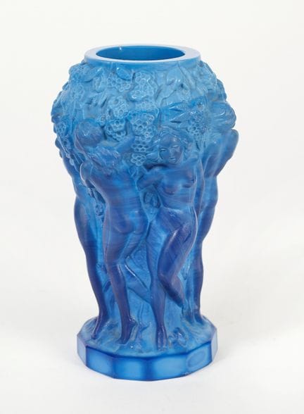 "Baccanti Vase"   Blue glass vase, 14 x 8 cm (diam