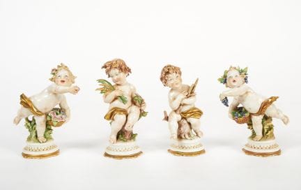 "Putti"   Ceramic sculptures  14.5, 14, 14, 14 cm 