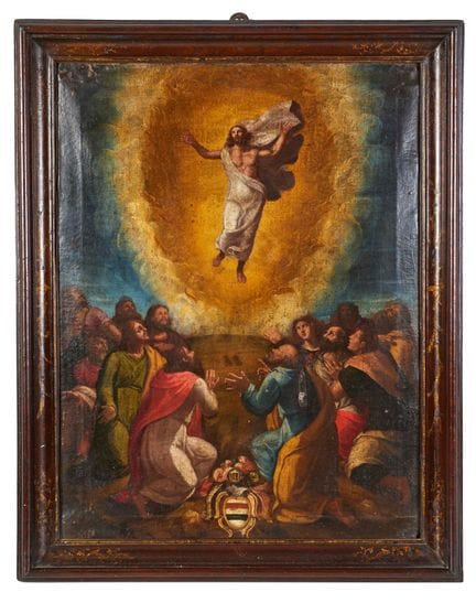17世纪画师作品，《基督变容》。同期画框。布面油画。60×43厘米。