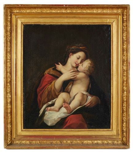 17世纪画师，《圣母与圣婴》。布面油画。65×53厘米。