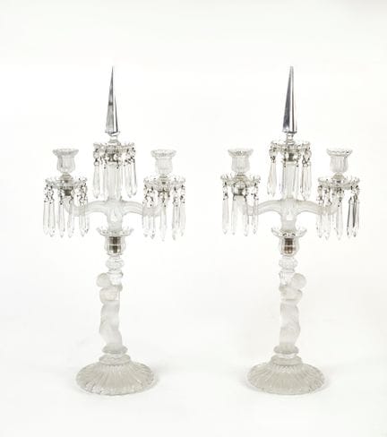 BACCARAT. Par de candelabros de cristal. 62 x 28,5