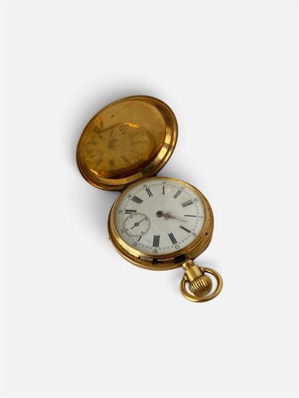 Montre savonnette or jaune 750/°° (18 cts) à décor