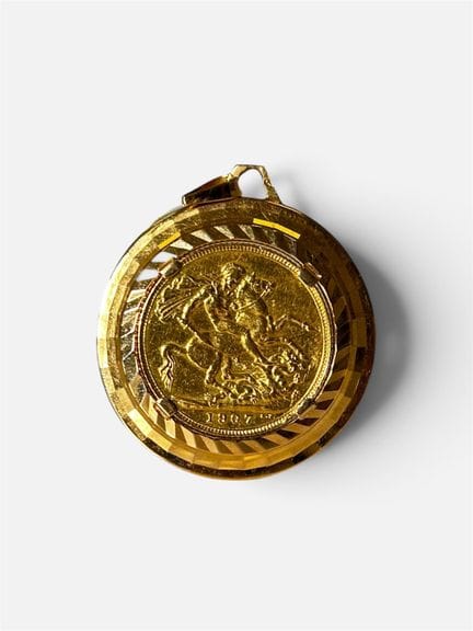 Pièce d'un souverain or 1907, monté en pendentif. 