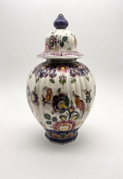 Delft - Bellissimo vaso di Delft policromo dipinto