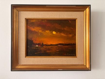Léa VANDERSTRAETEN (1929) - "Tramonto sulla chiesa