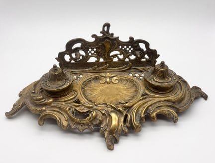 Calamaio con portacarte in bronzo - XIX secolo - S